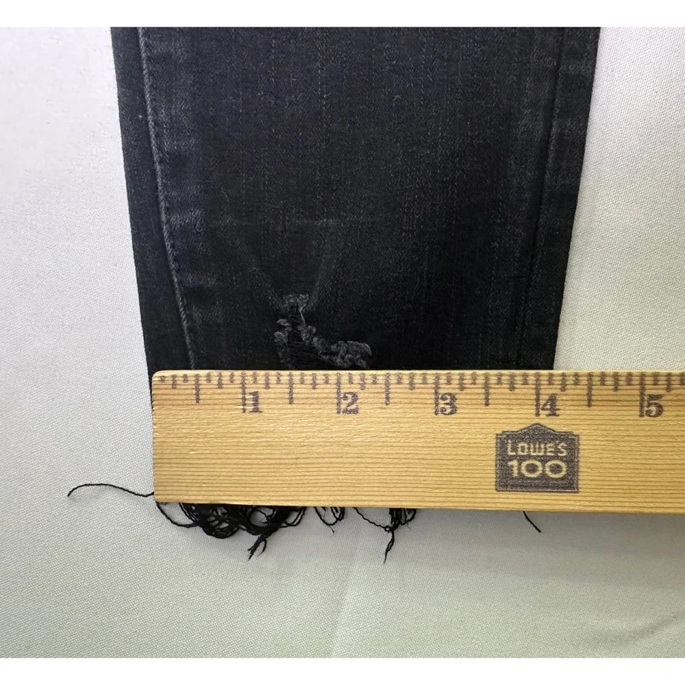 American Eagle The Dream Jean Black Distressed Super‎ Skinny High Rise Denim 6